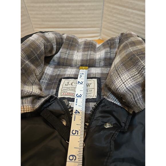J Crew Down Vest Mens XL Black Flannel Lined Puffer Feather Quilted Zip Snap - Picture 10 of 14